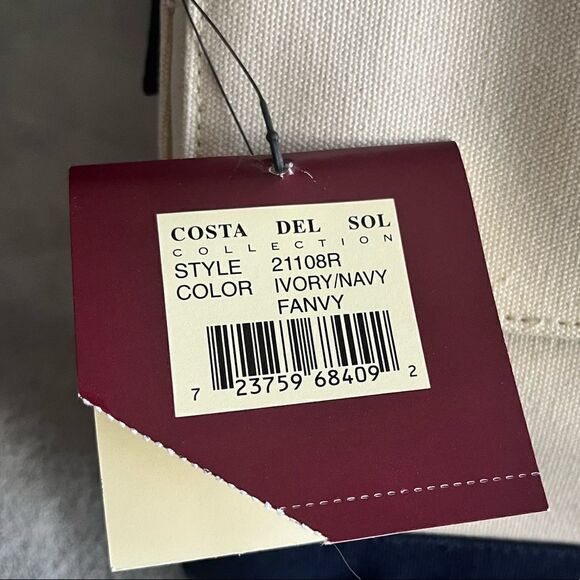 Etienne Aigner Fanvy Navy & Off-white Canvas Shoulder Handbag - Picture 7 of 11